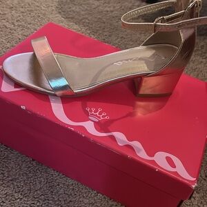 Lina Women's Gold Block Heel Sandals